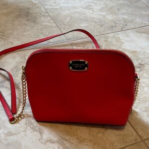 Michael Kors Vibrant Red Crossbody Bag with Gold Accents